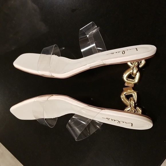 💕LULU'S💕 Arielah White Vinyl High Heel Slide Sandals ~ 8.5 New Without Box - Picture 9 of 14